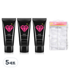 Go Go Blanc Nail Extension Polygel 45ml 套裝, Polygel 透明粉色 + 白色 2p + 延長頭標準 100p + 3 種組件, 5組