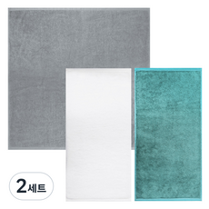 송월타월 퍼프 뱀부85 바스타올 + 라베나 뱀부 호텔수건 200g x 2p 세트, 그레이(바스타올), 블루그린(호텔수건), 아이보리(호텔수건), 2세트