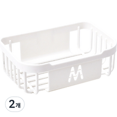 로이윙 다용도 무타공 접착 화장지 휴지 걸이 선반 직사각형, 화이트, 2개