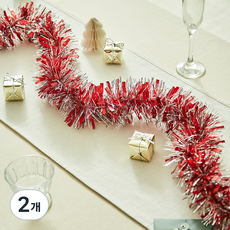 크리스마스 모루 장식 가랜드 베이직, 레드, 2개