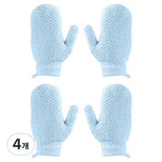 더자카 각질 케어 양면 스크럽 벙어리 때장갑 15 x 18 cm, 블루, 4개, 2개입