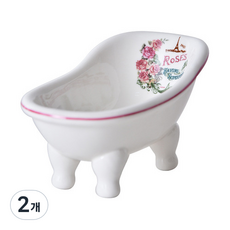 PrettyMe 陶瓷法式花卉浴室肥皂架, 2個, 粉色玫瑰