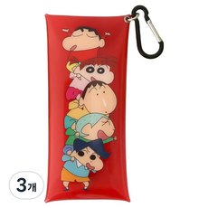 플라잉웨일즈 짱구는 못말려 롱 파우치, 3개, 레드