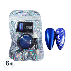 메탈 광채 미러 네일 파우더, 네이비, 6개