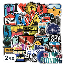 셀렉트스티커 스쿠버다이버 방수스티커 59종 세트, 혼합색상, 2세트