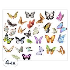 피어니스트 다이어리 꾸미기 빈티지 스티커 세트, 나비, 4세트