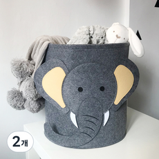 Goldbern 兒童動物毛氈多用途收納盒, 大象, 2個