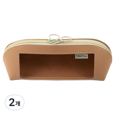 兒童款哈利透明開窗皮革三角立體鉛筆盒, 粉紅色, 2個