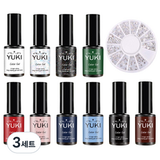 YUKI 浪漫美甲10款A套組 + 水晶美甲石套組, 凝膠美甲10款 + 水晶美甲石, 3套