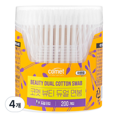 comet 美容圓頭尖頭雙頭棉花棒, 200入, 4個
