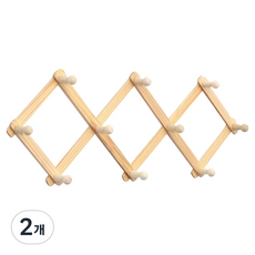 Lala工房 原木伸縮式衣架 中型, 原木色, 2個