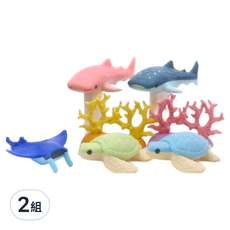 Iwako 造型橡皮擦 水族館 Set，包裝尺寸長15x寬9.3cm，日本產, 2組