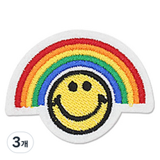Button King 東大門鈕扣王 熱燙式刺繡布貼 彩虹微笑 2, 3個, 微笑 2