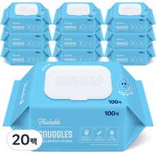 스너글스 물에 풀어지는 비데티슈 피부 저자극 인증, 20팩, 100매, 55g
