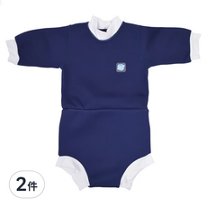 Splash About 連身版游泳尿布褲, UPF50+防曬布料, 高密度四向彈力布, XL, 2件