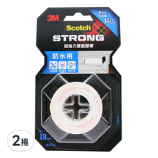 3M Scotch 超強力雙面膠帶 防水用 V1807N 18mm x 1.5m, 紅色, 2捲