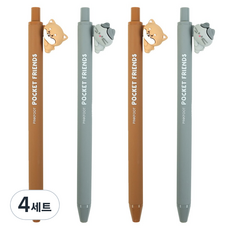 핑크풋 멍냥이 만년연필 HB 2종 x 2p 세트, 멍이, 냥이, 4세트