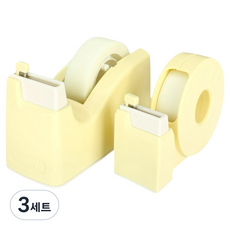 잘잘리오 홈앤스쿨 라이트 어린이 안전 테이프 디스펜서 뉴미니 + 휴대용 세트, 바나나 옐로우, 3세트
