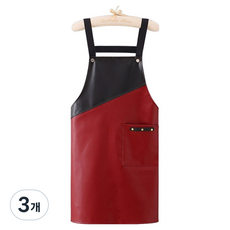 데이소이 사선 디테일 주방 앞치마 ONE SIZE, 02 레드, 3개