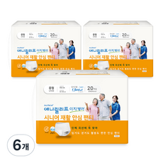 애니릴리프 남녀공용 재활 안심 팬티형 성인기저귀 장시간용 화이트, 중형, 20매입, 6개