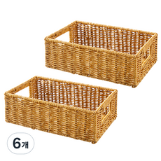 comet Home自然藤編長方收納籃 S, 單色, 6個