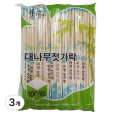 정담아 UH홈데코 일회용 고급 개별포장 대나무 젓가락, 3개, 100개입