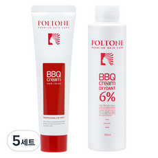 폴톤 BBQ 크림 150ml + 옥시던트 6% 산화제 150ml 세트, 6GY 새치를 위한 노랑빛 황갈색, 5세트