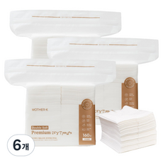 마더케이 더블소프트 프리미엄 순면 유아건티슈, 6개, 160개입, 60g