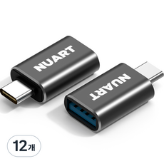 누아트 고출력 C타입-USB 3.0 PD/QC 변환 OTG 젠더, 블랙, 12개