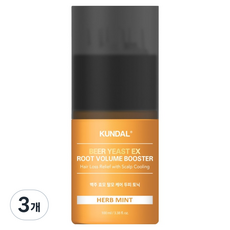 쿤달 맥주효모 탈모케어 뿌리볼륨 부스터 허브민트향, 100ml, 3개