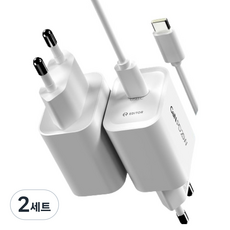 EDITOR PD 25W 아이폰 갤럭시 고속 c타입 충전기 + 케이블 세트, 2세트, 화이트