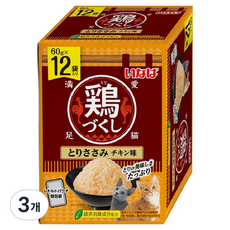 이나바 고양이 치킨가득파우치 닭가슴살&치킨 스프 12p, 혼합맛(닭가슴살/치킨), 720g, 3개