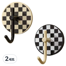 PEONIST 棋盤格圖案免打孔掛勾2件組, 2套, 01號, 02號