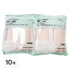 메디케이알 컬러 비말차단용 마스크 성인용 KF-AD, 50개입, 10개, 복숭아