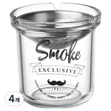 KODACHIEF 인테리어 거실 재떨이 9.5 x 9.5 x 8 cm, 투명 + 실버, 4개