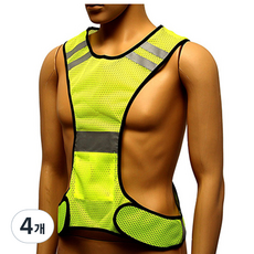 夜光帶安全背心, 4個, 螢光綠