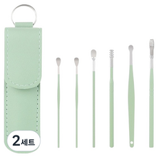 바움미루 고급 귀이개 6종 세트 그린컬러 M, 2세트