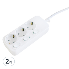 대산전자 개별형 멀티탭 3구 16A, 백색, 2개, 1.5m