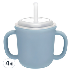 에디슨 스스로 실리콘 양손 빨대컵, 200ml, 4개, 블루