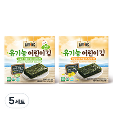 ALVINS 愛彬思 孩童海苔片, 無調味+芥花油海鹽口味, 35g, 5組