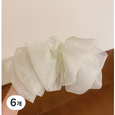 블루리빙 여신 왕리본 헤어핀, 화이트, 6개