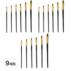 블루마토 GIO 수채화 사선 납작붓 검정 소형 6p WCB002, 2호, 4호, 6호, 8호, 10호, 12호, 9세트