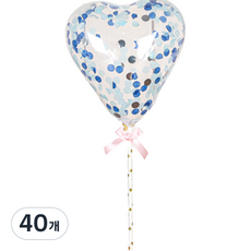하이어리 파티용 투명 컨페티 풍선 하트, 블루, 40개