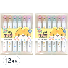 pinkfoot 5000喵喵螢光筆 6種組, 12套, 混色