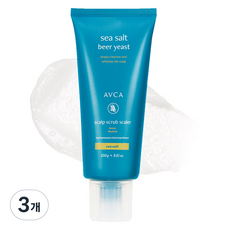 아브카 씨솔트 맥주효모 탈모증상완화 두피 스크럽 스케일러, 250g, 3개
