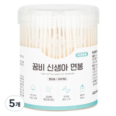 꿈비 신생아 면봉 원통형 엠보형, 5개, 300개입