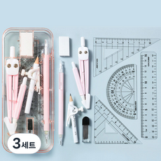 歐樂天使製圖用校園尺9件組 + 筆袋文具組, 3套, 紅色