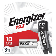 에너자이저 리튬 특수건전지 CR123, 1개입, 3개