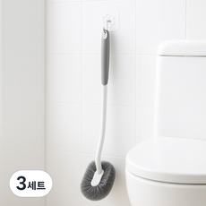 韓國 With US Perfect Clean角落型廁所馬桶清潔刷 + 掛鉤架組, 灰色, 3套