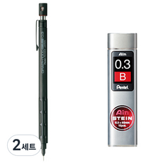 Pentel 飛龍文具 Graph 1000 PG1003 自動鉛筆 + Ain STEIN 自動鉛筆芯 B 套組, 0.3mm, 2組